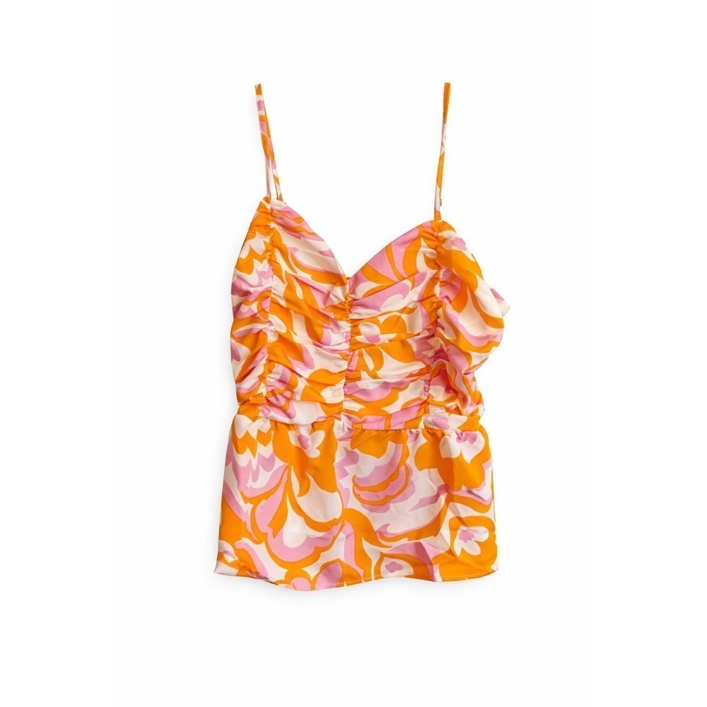 Pink Lily Ruched Front Spaghetti Strap Top Size Large Pink Purple